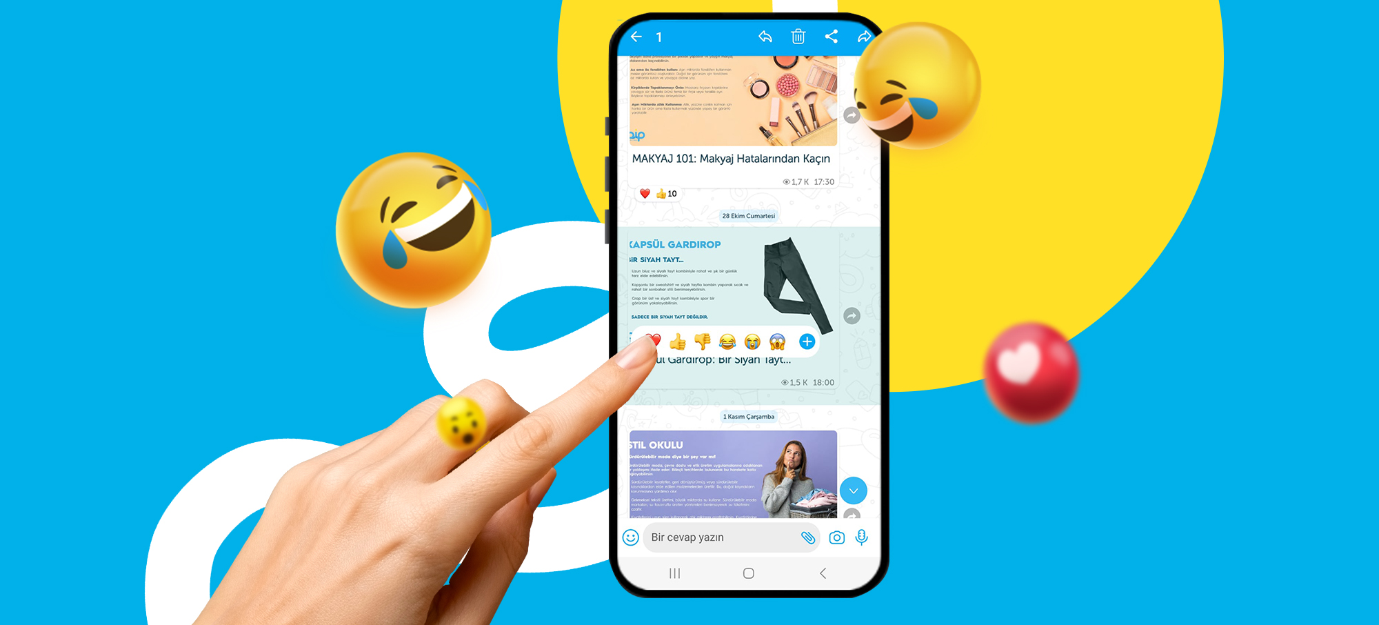 Kanallardaki Gönderilere Emojiler ile Tepki Ver